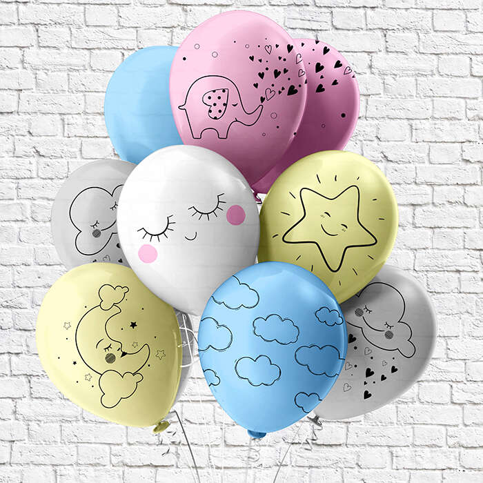 Купить Связка шаров "Для малышей". в интернет-магазине Праздник цветов и подарков с доставкой по Хабаровску недорого.