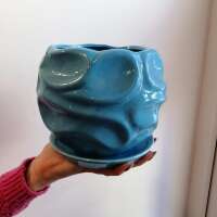 Кашпо керамика голубое