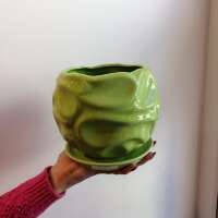 Кашпо керамика зеленое