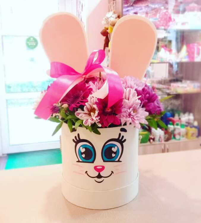 Купить Шляпная коробка "забавные зверюшки" 1 в интернет-магазине Праздник цветов и подарков с доставкой по Хабаровску недорого.