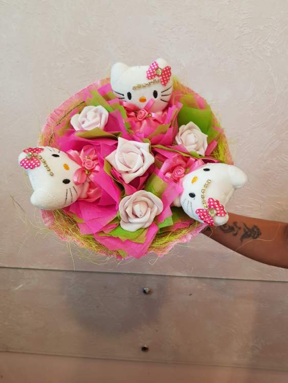 Купить Букет "Котята". розовый в интернет-магазине Праздник цветов и подарков с доставкой по Хабаровску недорого.