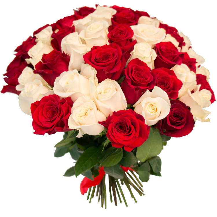 Купить Букет Розы (красная + белая) в интернет-магазине Праздник цветов и подарков с доставкой по Хабаровску недорого.