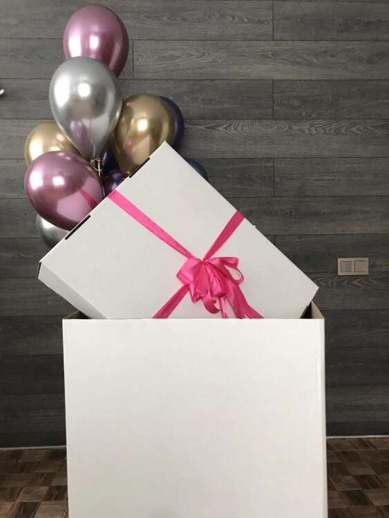 Купить Коробка с шарами сюрприз 3. в интернет-магазине Праздник цветов и подарков с доставкой по Хабаровску недорого.