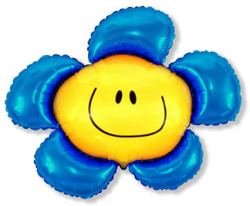 Купить шар фольга с цветок с улыбкоой голубой в интернет-магазине Праздник цветов и подарков с доставкой по Хабаровску недорого.