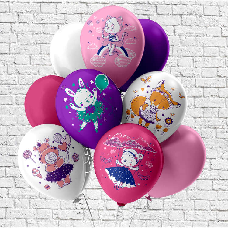 Купить Связка шаров "Для девочки" пять дизайнов. в интернет-магазине Праздник цветов и подарков с доставкой по Хабаровску недорого.