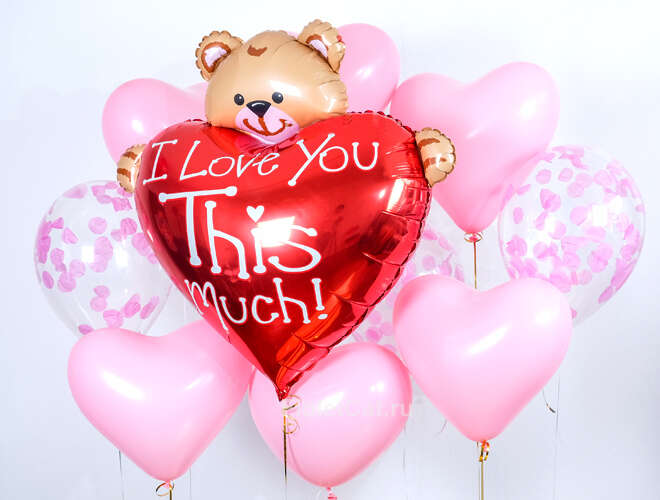 Купить Связка шаров "Люблю". в интернет-магазине Праздник цветов и подарков с доставкой по Хабаровску недорого.